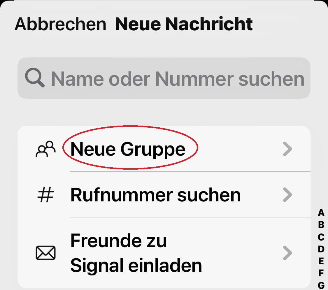 klicke auf neue Gruppe